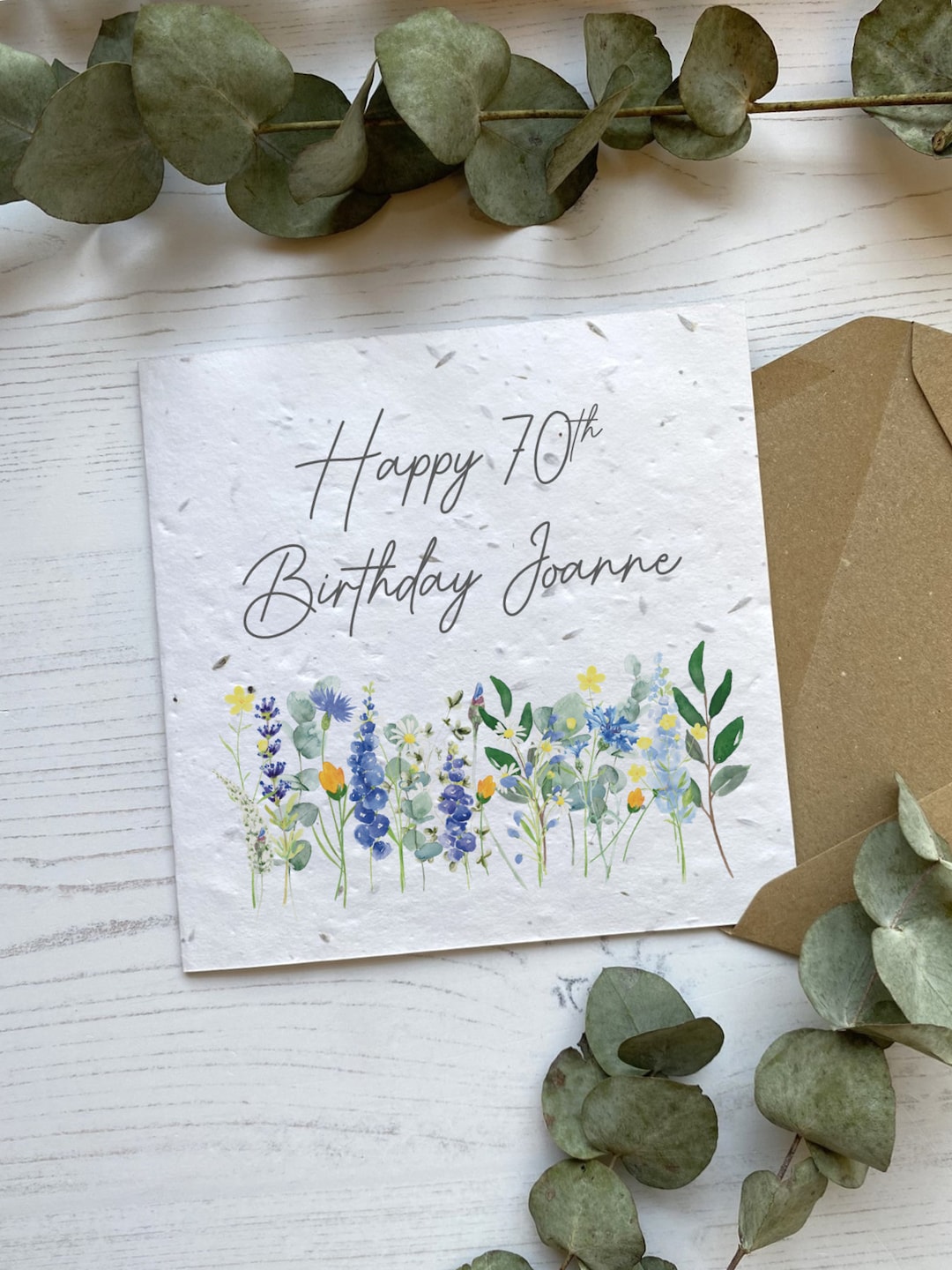 Personalised 70th Birthday Card - Pretty Floral Greeting Card ...