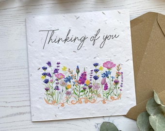 Thinking of You Condolences Card - In My Thoughts - Sorry For Your Loss Greeting Card - Seed Paper Or White Card