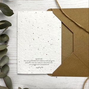 Wildflower Plantable Seed Card Save The Dates, Sustainable Wedding Stationery, Seeded Paper Save Our Evening, Pretty Boho Wedding Invite image 2