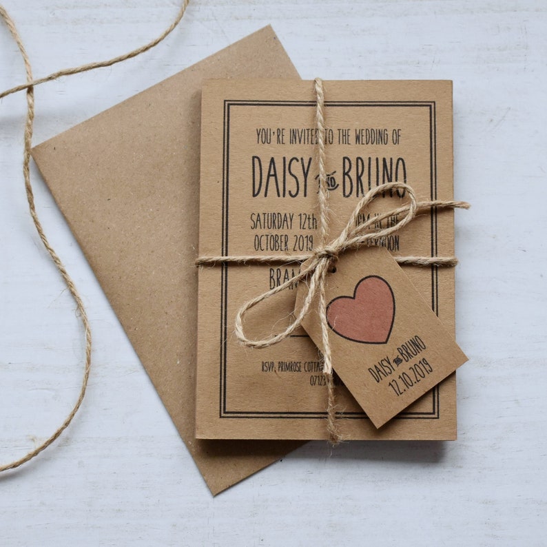 Rustic Heart Wedding Invitation Shabby Chic Wedding Invite Etsy UK