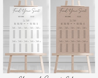 Calligraphy Wedding Table Plan | Simple Wedding Seating Plan | Seating Chart Board | Banquet Tables | Personalised & Printed | Minimal