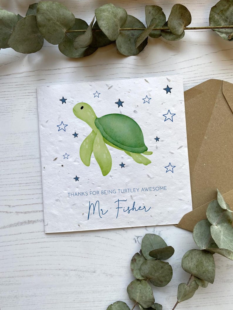 Personalised Teacher Thank You Card - Funny Turtley Awesome Turtle ...