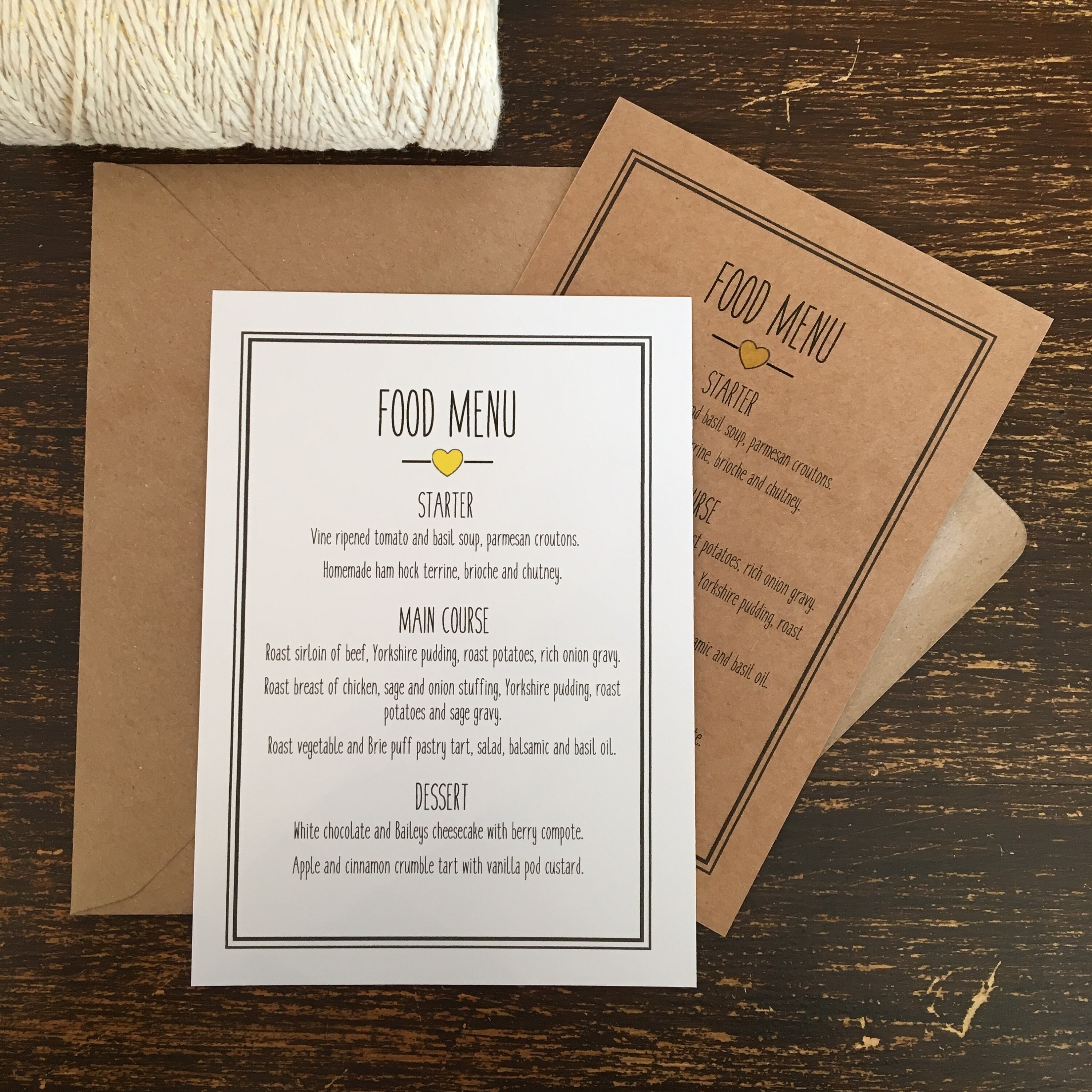 Wedding Menus Wedding Breakfast Menu Rustic Food Menus Etsy