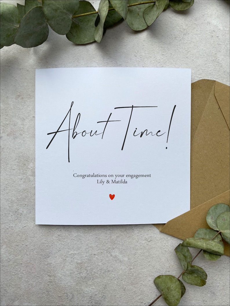 Personalised Engagement Card Congratulations Gift for Couple About Time