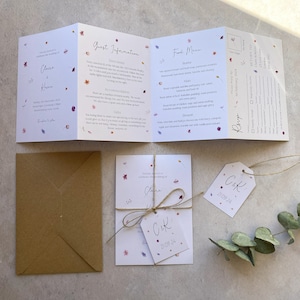 Scattered Wildflower Wedding Invitation Set | Folded Invitations | Spring Wedding Invites | Trifold Invite Suite | Rustic Wedding Stationery