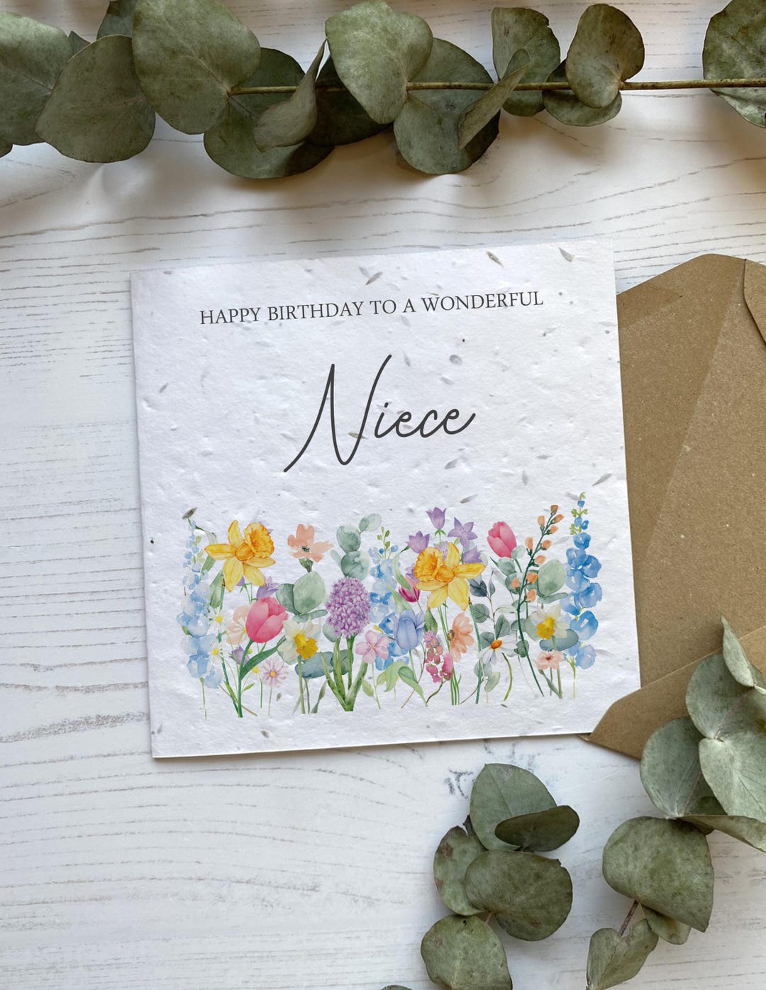 Personalised Birthday Card for Niece - Pretty Floral Spring Flowers ...