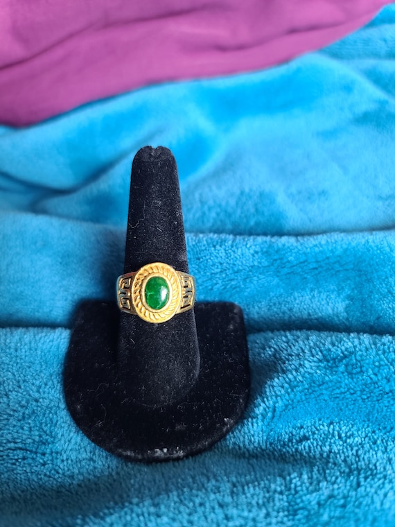 24kt solid gold emerald ring - image 3