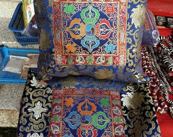 Tibetan Blue Double Dorje silk brocade Cushion/pillow/cover/cases/set of 2 piece