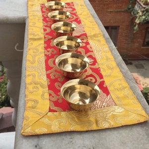 Tibetan Buddhist small size brass offering bowls/set of 7 piece/ free placemat