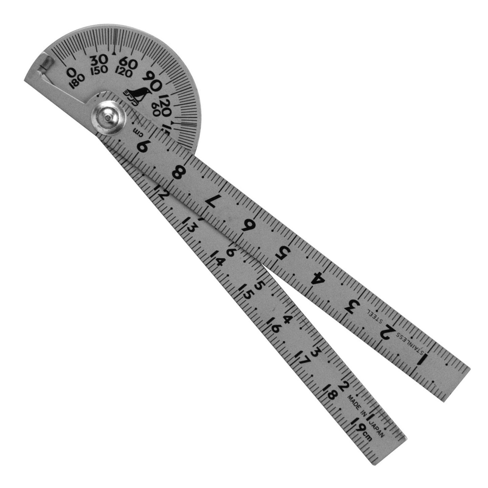 Hard Ruler Shinwa 40mm 180 Degree Measuring Tool Double Blade Mini Protractor ...