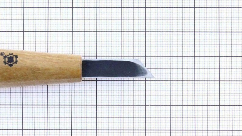Mikisyo Power Grip PMC & Wood Carving Tool 7.5mm Skew Angled Corner Chisel, with Wooden Handle, to Carve Tapered Recesses in Woodworking image 2