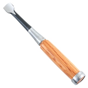Senkichi 15mm Bent Flat U Gouge Socket Chisel with Yasuki White Paper Steel Blade Red Oak Handle for Precision Wood Carving and Joinery