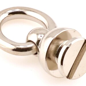 Leathercraft Hardware Silver Stud Hook Loop + Backscrew for Leather 15mm x 28mm Metal Hook Loop Fastener Hardware for Bags Straps