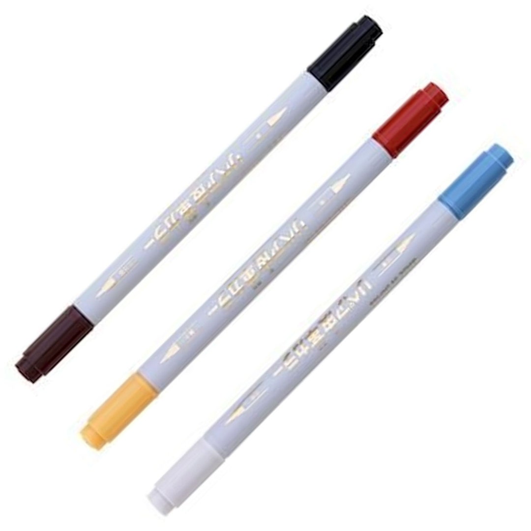 Higashiyama Leathercraft Dye 3 Piece Dual Ended Leather Repair Pen, With 6 Colors, for Repairing