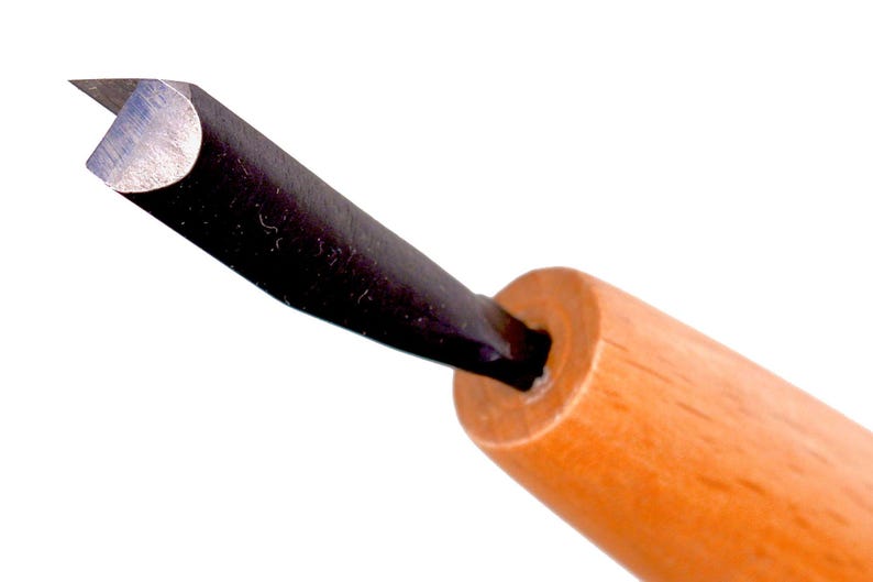 Seigen No. 12 Japanese Wood Carving Tool 6mm Parting V Gouge for Woodworking, with Blue Paper Steel Blade, for Woodworking & Printmaking image 5