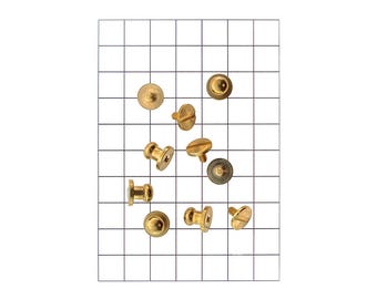 x5 Leathercraft Hardware Brass Stud and Backscrew for Leather 10mm x 8mm Solid Brass Screw Post Fastener Set for Straps Belts Bags Repair