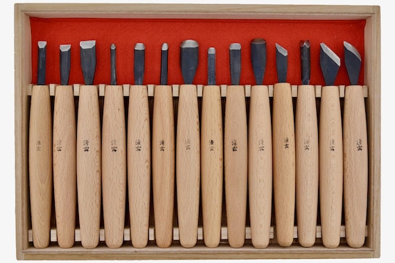 Seigen 14 Tools Wood Carving Chisel Set With Blue Steel