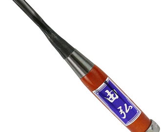 Cincel de carpintero Yoshihiro Woodcarving de 6 mm con gubia en V y cincel de separación, herramienta japonesa para trabajar la madera, hoja de acero n.° 2, mango de roble, papel blanco