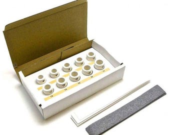 Conjunto de 10 pastilhas de argila metálica preciosa PMC para modelagem de anéis, tamanho 20 mm, com fita cerâmica, para fabricação de joias.