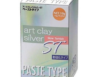 Art Clay Silver Jewelry Making 10g A-0092 ST Slow Tarnish Paste Type Precious Metal Clay PMC, for Adding Patterns & Textures