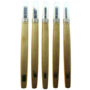 Kit di utensili per intaglio del legno giapponese Michihamono, set iniziale di 5 scalpelli e sgorbie con manico in legno, per la lavorazione del legno.