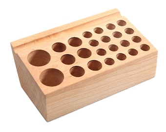 24 Slot Beech Wood Leather Tool Holder Leathercraft Organizer Storage Rack, to Store Leather Tools, including Punches, Stamps, and Awls
