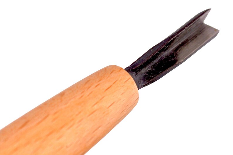 Seigen No. 12 Japanese Wood Carving Tool 6mm Parting V Gouge for Woodworking, with Blue Paper Steel Blade, for Woodworking & Printmaking image 7