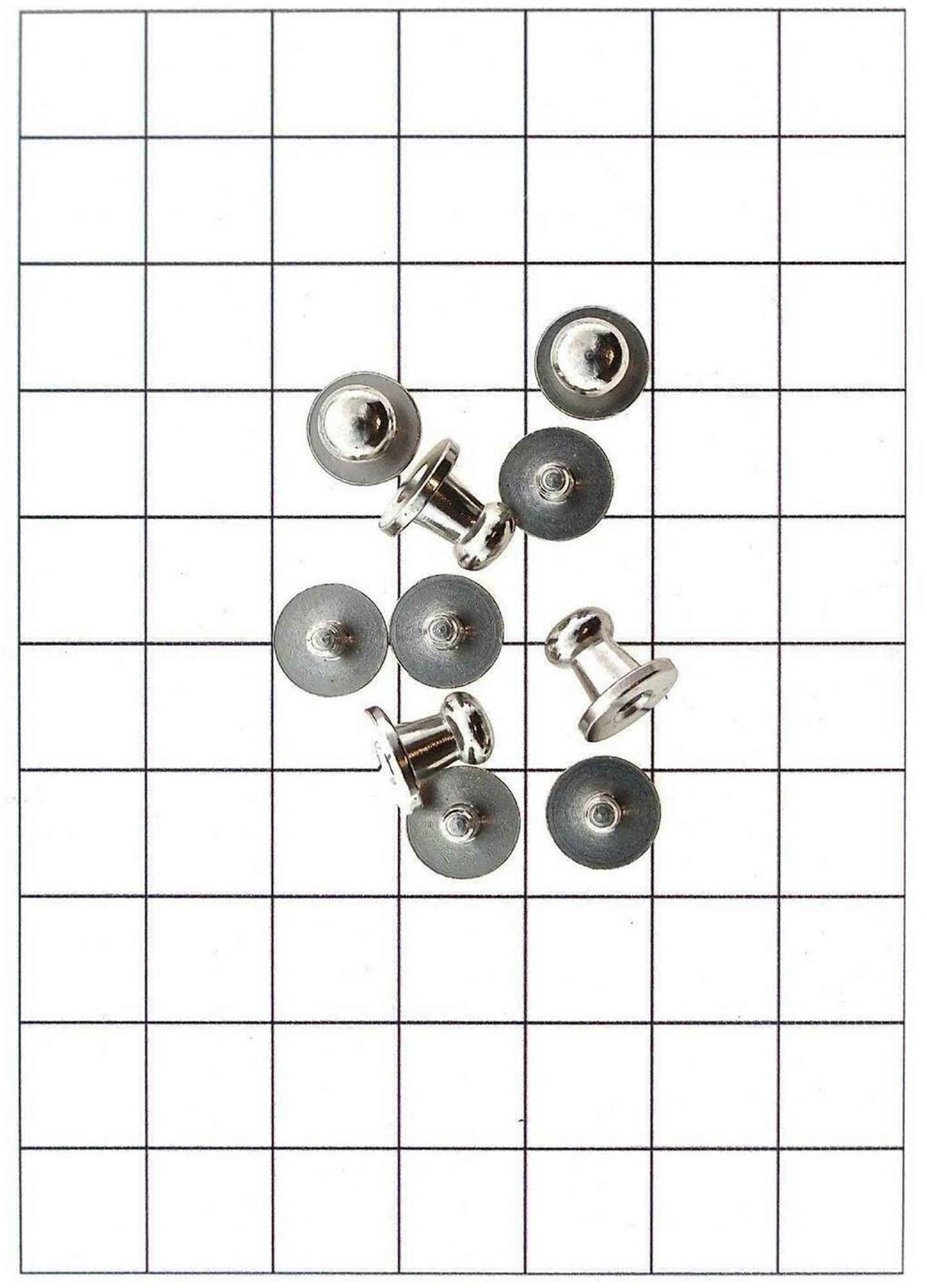 Yanagiba Leathercraft Hardware 5 Piece Set Silver Stud 10mm X 8mm, With