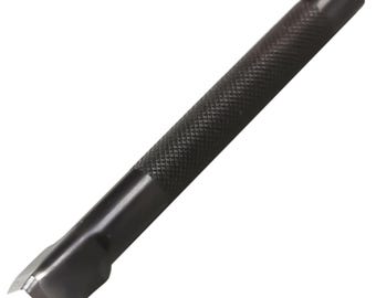 May include: A black metal leather punch tool with a textured handle.
