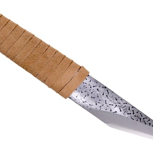 Michihamono Wood Carving Tool 210mm Japanese Kogatana Straight Blade Whittling Knife, with Leather Wrapped Handle, for Woodworking