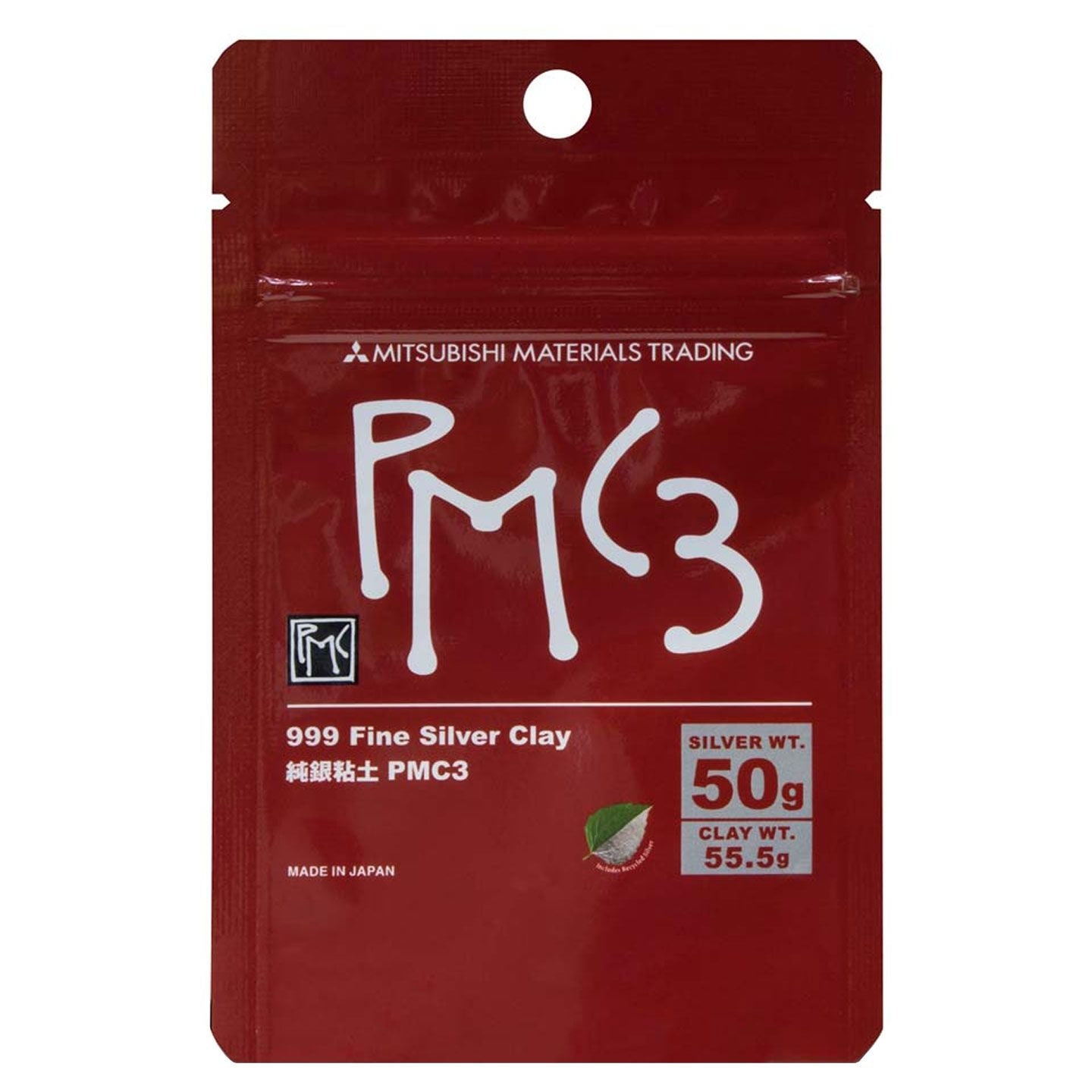 Mitsubishi Materials PMC3 Precious Metal Clay 999 Fine Silver Clay, with  50g Silver Weight, for Jewelry Making