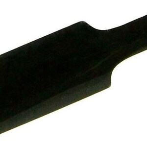 May include: A black chisel with a rounded edge and a long, thin handle.