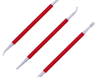 Lederbearbeitungswerkzeug-Set, 160 mm, 3-teilig, Edelstahl, doppelseitig, zum Prägen, Schnitzen und Formen von Lederarbeiten