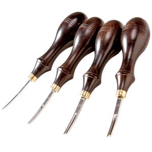 Herramientas de artesanía en cuero Craft Sha Flint, biseladoras especiales de 0,4 mm a 3,0 mm, con mango de ébano, para biselar y redondear bordes en marroquinería.