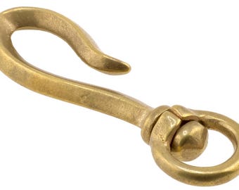 Gancho de latón + pasador giratorio para cuero, 85 mm x 25 mm, gancho giratorio de latón macizo para correas de bolsos de cuero