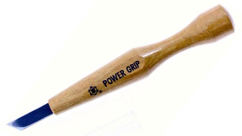 Mikisyo Power Grip PMC & Wood Carving Tool 7.5mm Skew Angled Corner Chisel, with Wooden Handle, to Carve Tapered Recesses in Woodworking image 1