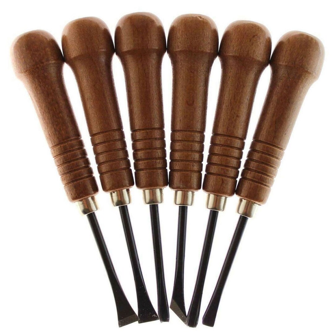 Tohosha Japanese Wood Carving Tools Set 6 Piece Woodworking V U Gouge ...