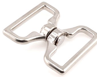 Leathercraft Hardware Silver Strap Swivel Link for Leather Belts 39mm x 45mm Solid Metal 360 Degree Rotating Buckle Connector Heavy Duty