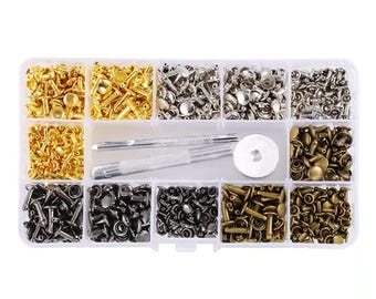Leathercraft 4 Color 6mm 8mm 240pcs Rivet Setter & Hole Punch Tool Kit
