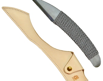 Michihamono 190mm Left Handed Whittling Knife High Speed Steel Wood Carving Whittling Wood Knife, with Cord Grip, for Rough Carving