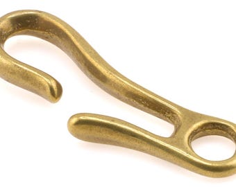 Leathercraft Hardware Easy Attach Brass Hook for Leather Belts 64mm x 22mm