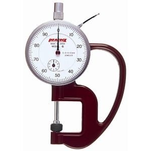 Peacock Model G Measuring Tool 0-10mm Range Leather Dial Thickness Gauge 0.01mm, with Ceramic Contact Point & Anvil, to Measure Thickness