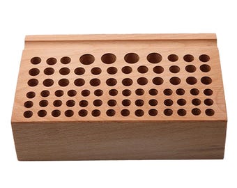 76 Slot Beech Wood Leather Tool Holder Leathercraft Organizer Storage Rack, to Store Leather Tools, including Punches, Stamps, and Awls