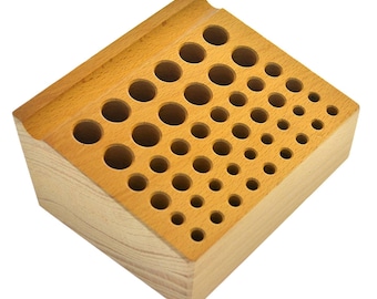 46 Slot Beech Wood Leather Tool Holder Leathercraft Organizer Storage Rack, to Store Leather Tools, including Punches, Stamps, and Awls