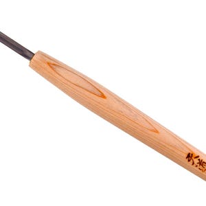 Michihamono 6 mm 天童フラット浅型U字溝木彫りノミ、高速度鋼刃、ヒノキハンドル付き、木工用