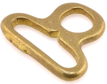 Conector de correa de latón para anilla de cuero de 32 mm x 27 mm para bolsos, cinturones y correas de cuero.