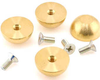 x4 Patas y tornillos de latón para equipaje de cuero, 20 mm x 20 mm, para bolsos de cuero, estuches y bolsos de cuero