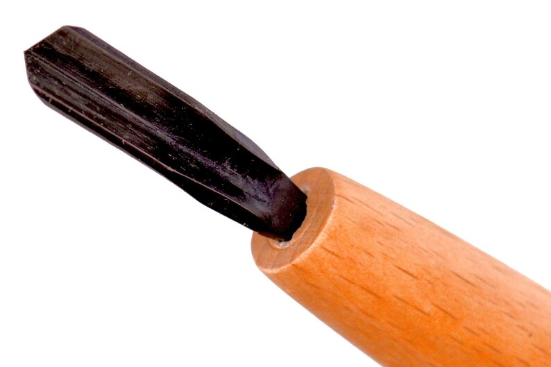 Seigen No. 12 Japanese Wood Carving Tool 6mm Parting V Gouge for Woodworking, with Blue Paper Steel Blade, for Woodworking & Printmaking image 6