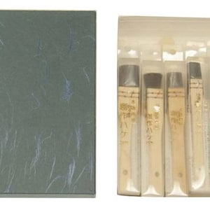 Michihamono Woodworking Tools 9-Piece Wood Carving Traditional Woodblock Printmaking Inking Brush Set, to Spread Paint & Moisten Paper image 2