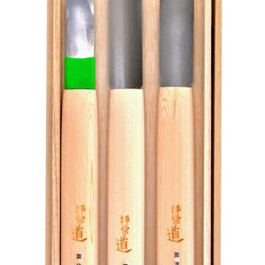 Michihamono 木彫りツールセット ボウルスプーン＆マスクキット Uガウジ 21 mm、フラットチゼル 18 mm、ショートラウンドキット 21 mm 木工用